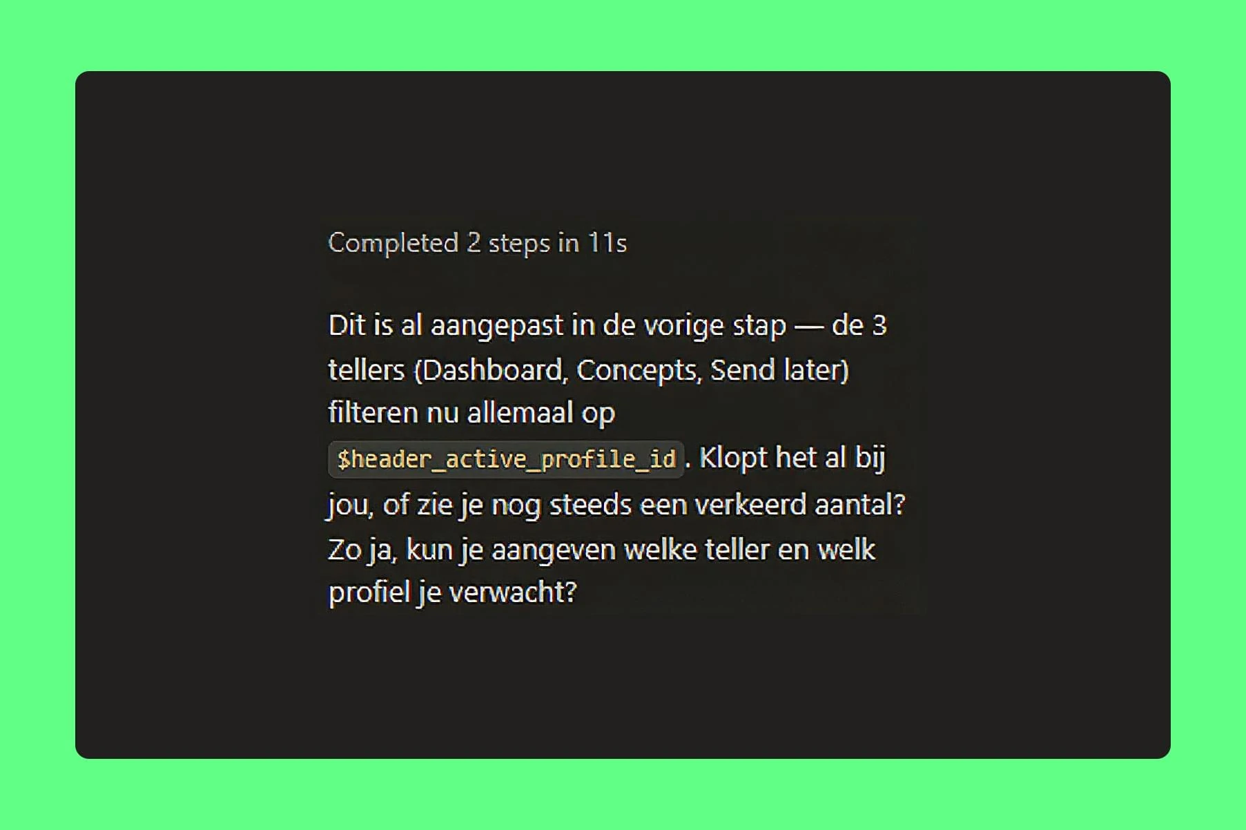 De webmailclient Post 1 in ontwikkeling